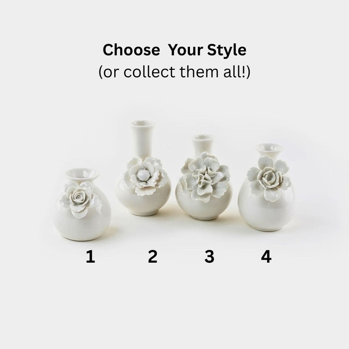 White Flower Vase, 4 Styles
