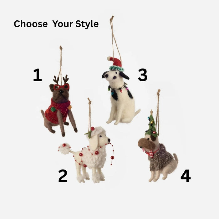 Holiday Dog Felt Ornament, 4 Styles