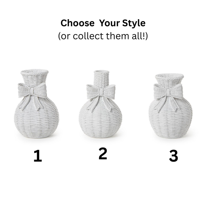 Basket Weave Vase with Bow, Three Styles