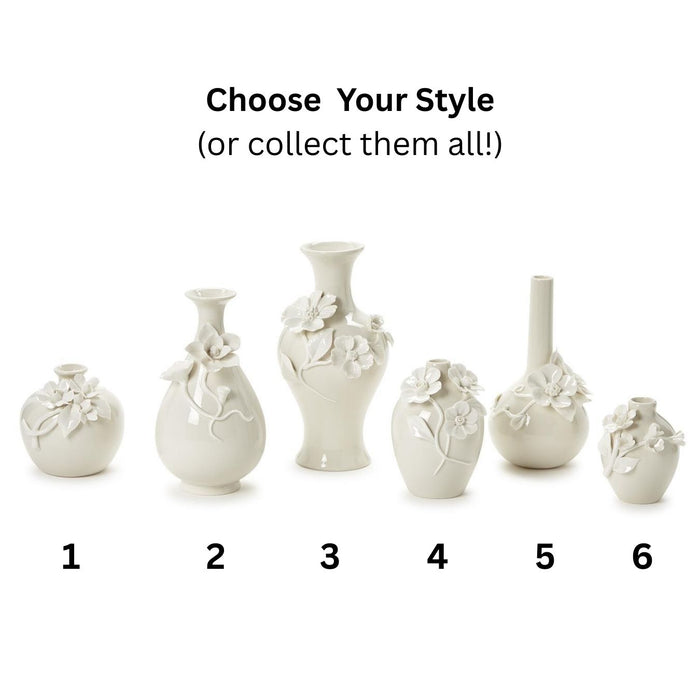 Vases with Sculpted Flowers, 6 Styles