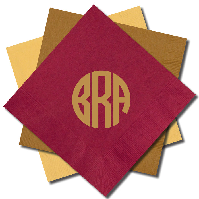 Cocktail Napkin, Circle Monogram