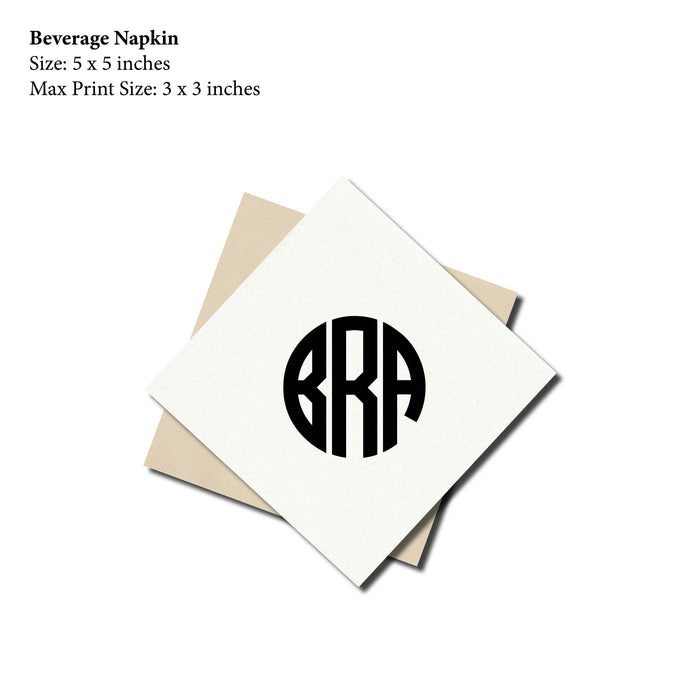 Cocktail Napkin, Circle Monogram