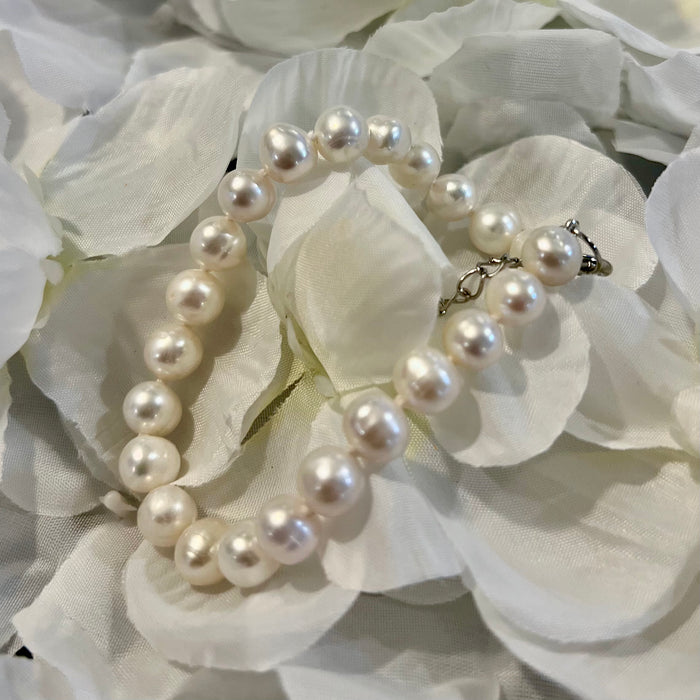 Bracelet, Pearl Bead with Silver Clasp