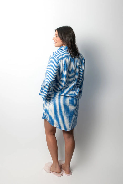 Cotton Nightshirt, Blue Stripe
