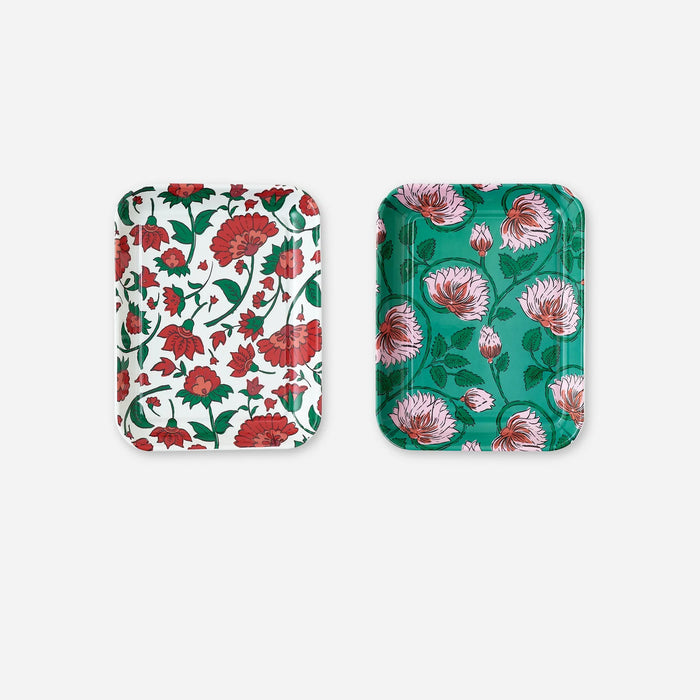 Floral Melamine Rectangle Trays, 2 Styles