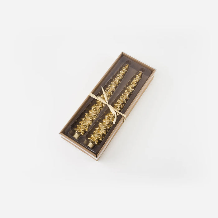 Gold Leaf Tree Taper Candles, Set of 2