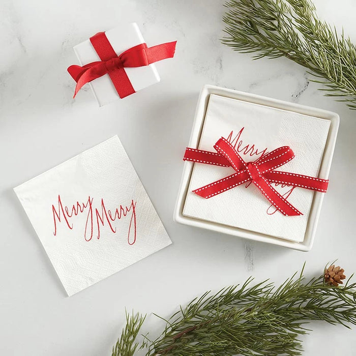Ceramic Tray with Napkins, Merry Merry