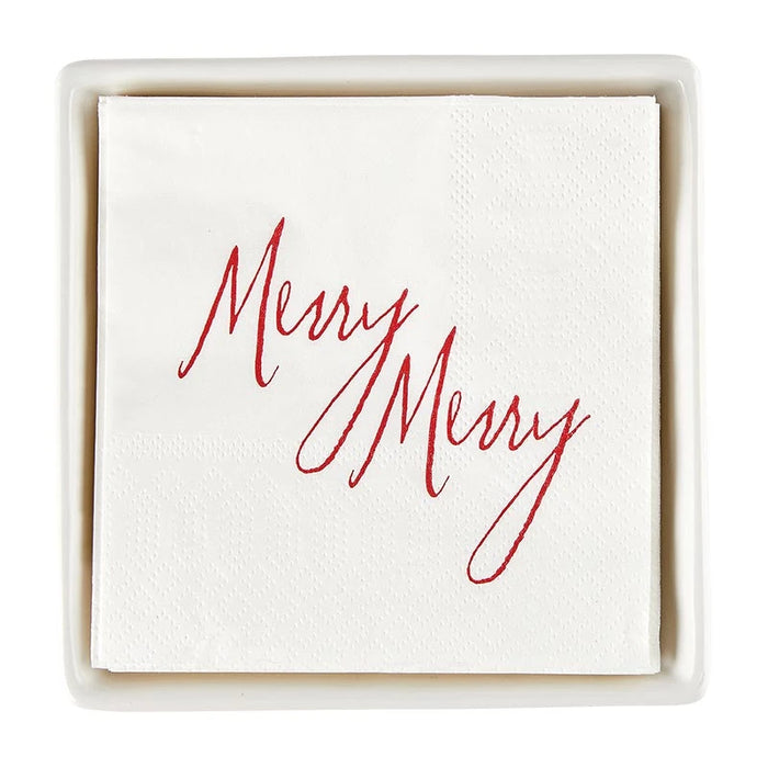 Ceramic Tray with Napkins, Merry Merry