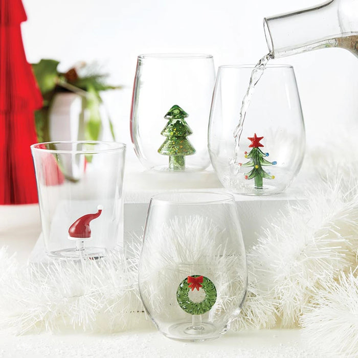 Stemless Wineglass, Wreath