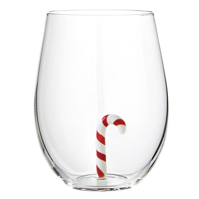 Stemless Wineglass, Candy Cane