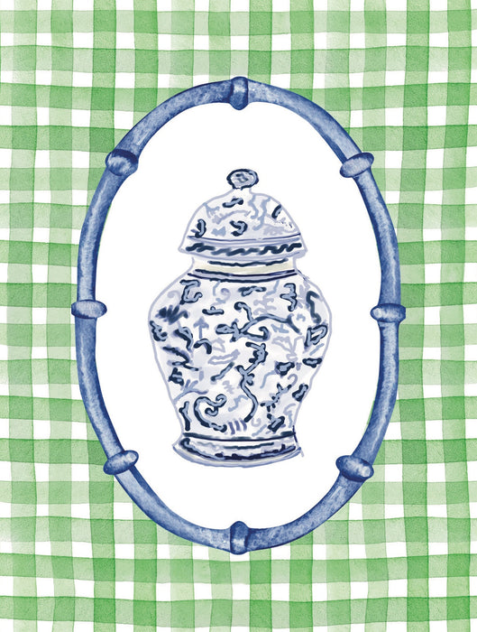 Boxed Folded Notes, Ginger Jar 1, Green Check