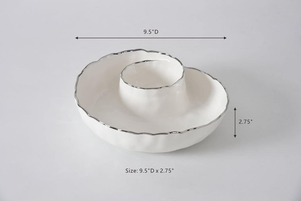 Pampa Bay Chip & Dip, White w/Silver