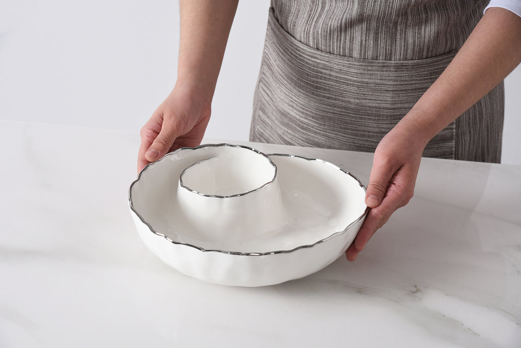 Pampa Bay Chip & Dip, White w/Silver