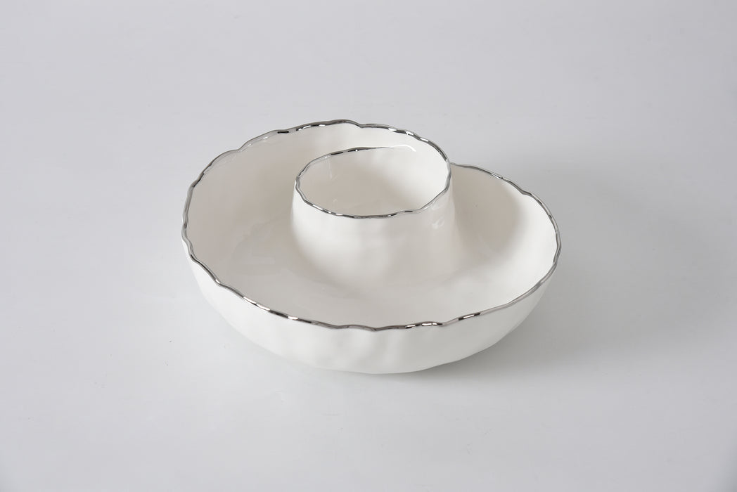 Pampa Bay Chip & Dip, White w/Silver