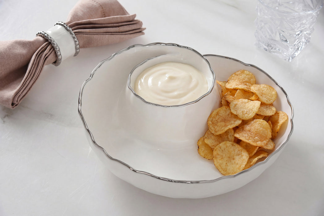 Pampa Bay Chip & Dip, White w/Silver