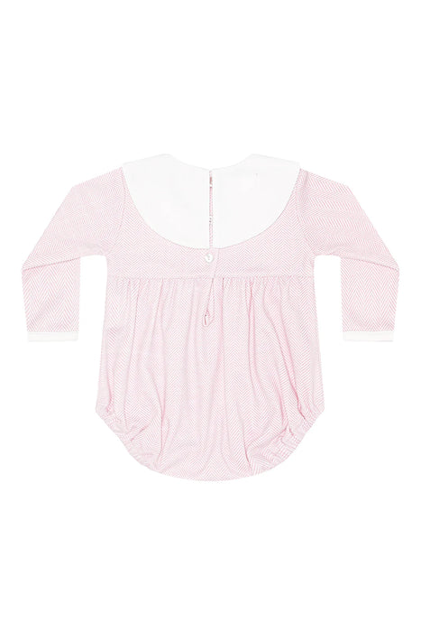 Pink Herringbone Bubble w/Flower Embroidery
