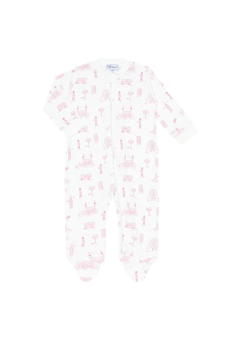 Zipper Footie, Pink London Toile
