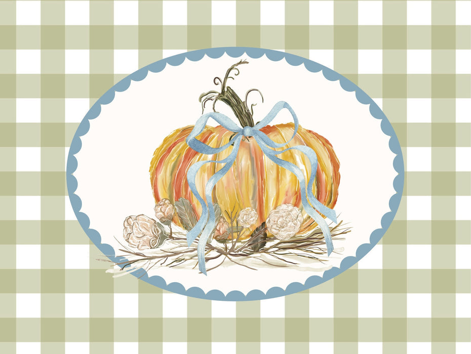Boxed Folded Notes, Pumpkin, Olive Check