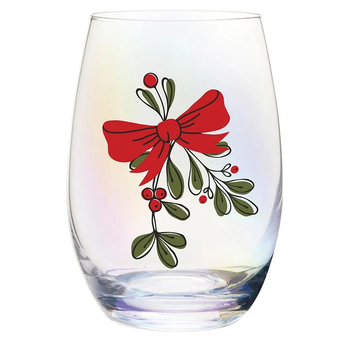 Stemless Wineglass in Tube, Mistletoe