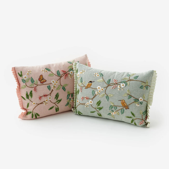Birds and Butterflies Pillow, 2 Colors