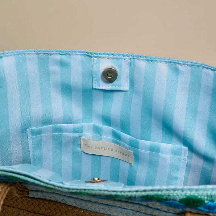 Straw & Sun Tote, Coastal Breeze