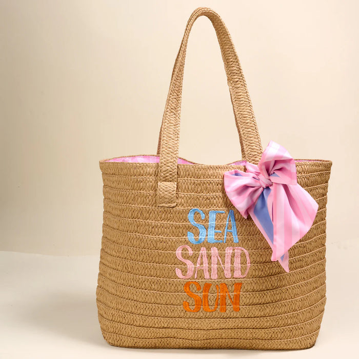 Straw & Sun Tote, Sea, Sand, Sun