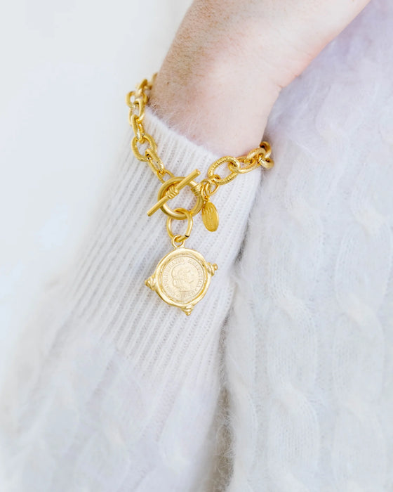 Bracelet, Gold Coin with Toggle