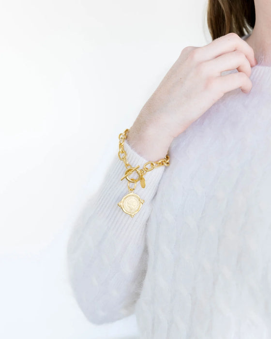 Bracelet, Gold Coin with Toggle