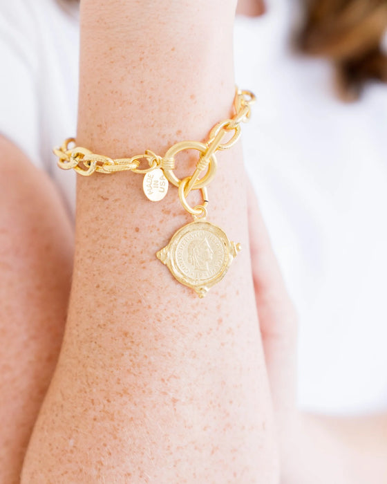 Bracelet, Gold Coin with Toggle