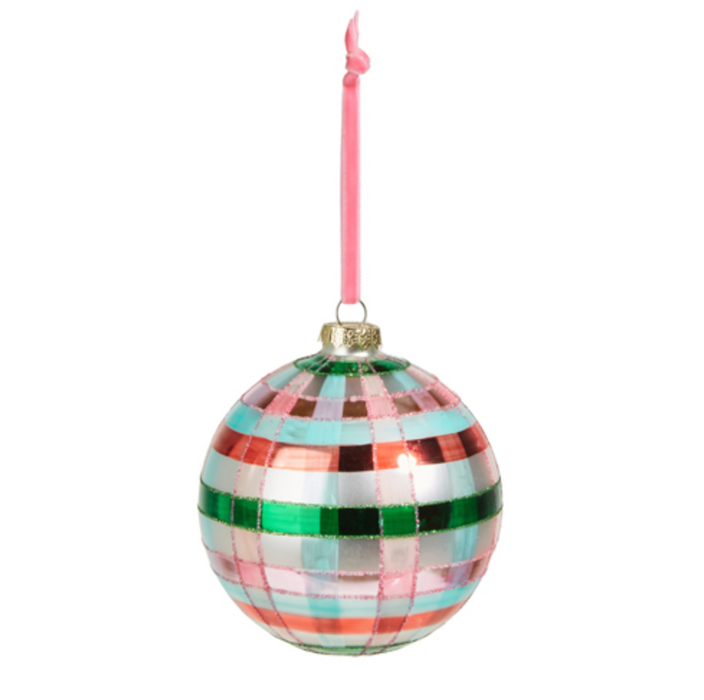 Ornament, Pink and Green Plaid Ball