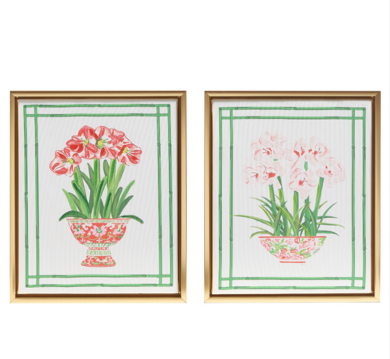 Framed Wall Art, Amaryllis in Chinoiserie
