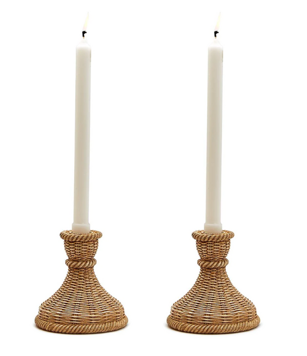 Basket Weave Pattern Candlesticks Set of two