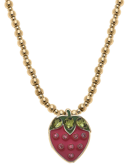 Jane Strawberry Gold Beaded Children's Necklace