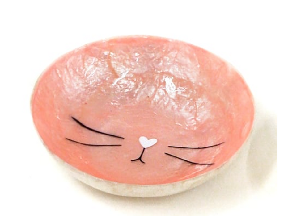 Mini Capiz Bowl with Bunny Nose, Pink