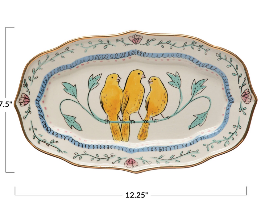Ceramic Platter with Birds
