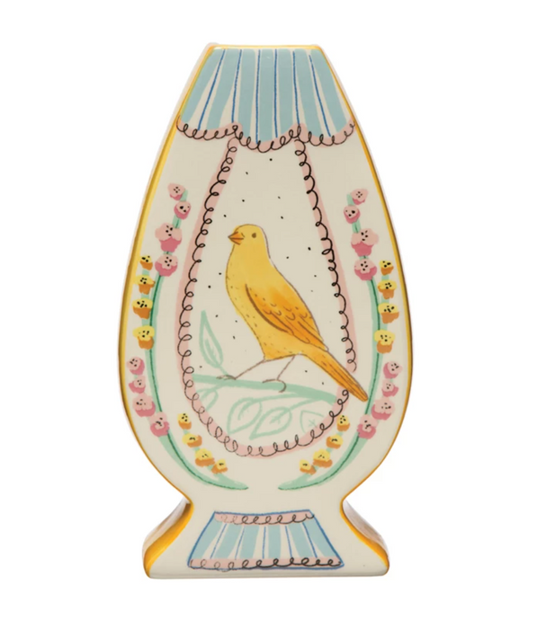 Ceramic Hand Painted Vase, Birds