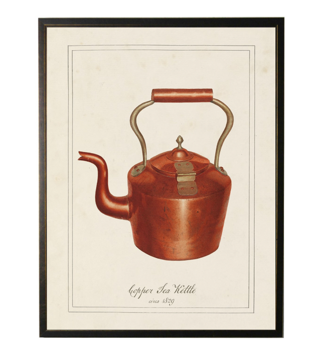 Art Print, Watercolor Copper Tea Kettle