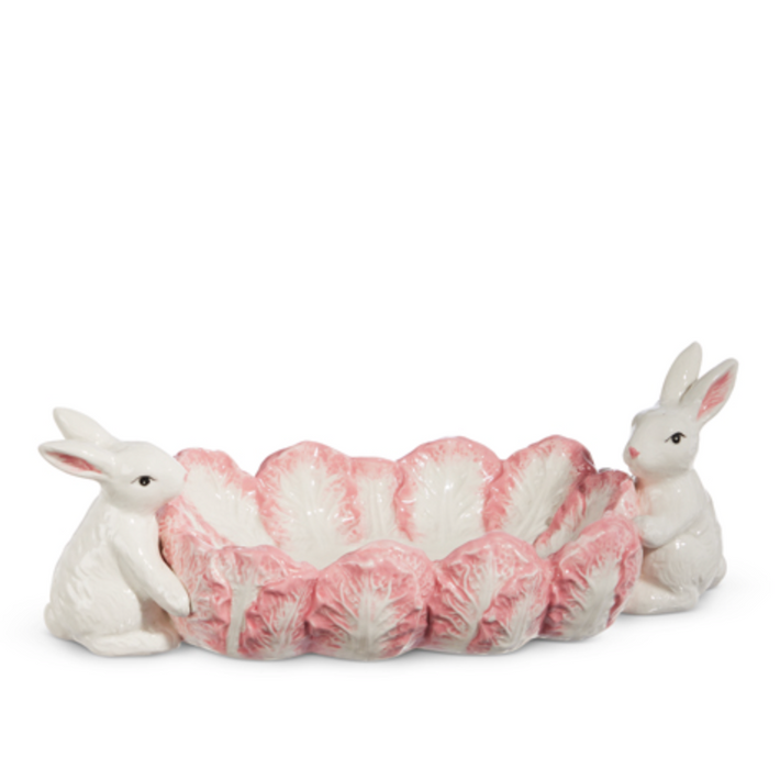 Pink Cabbage Tray with Bunnies