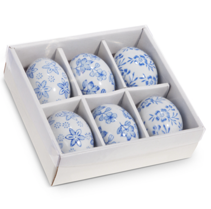 Box of Blue Floral Eggs