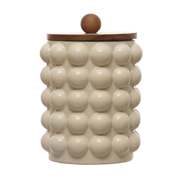 Stoneware Canister with Raised Dots