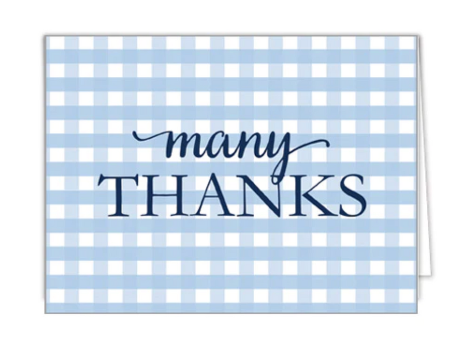 Note Cards, Gingham Check "Many Thanks"