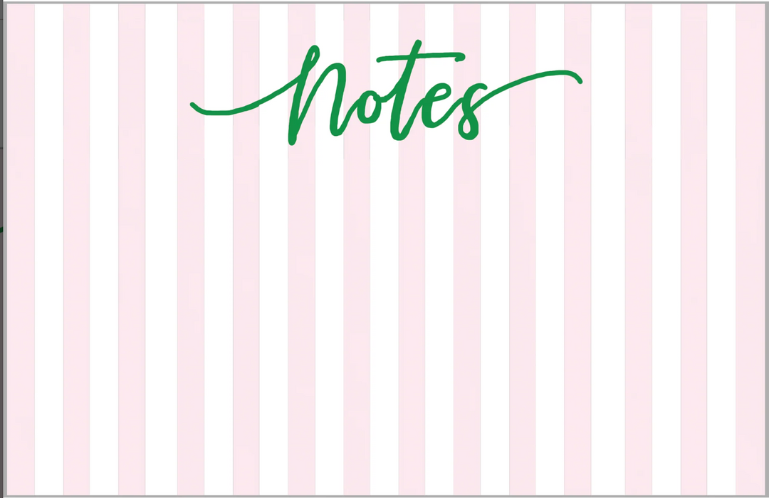 Notepad, Cabana Stripe "Notes" Pink Slab