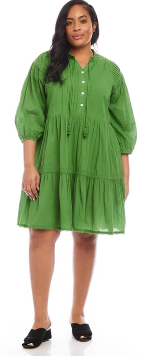 Tiered Dress, Green, Extended Sizes