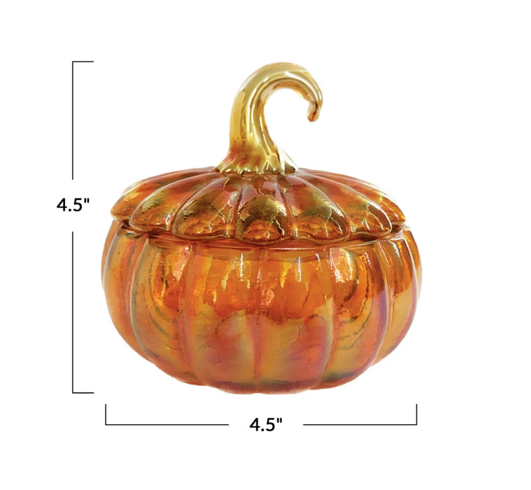 Recycled Glass Pumpkin Jar with Lid