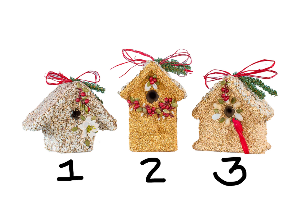 Poinsettia Cottages Bird House, 3 Styles