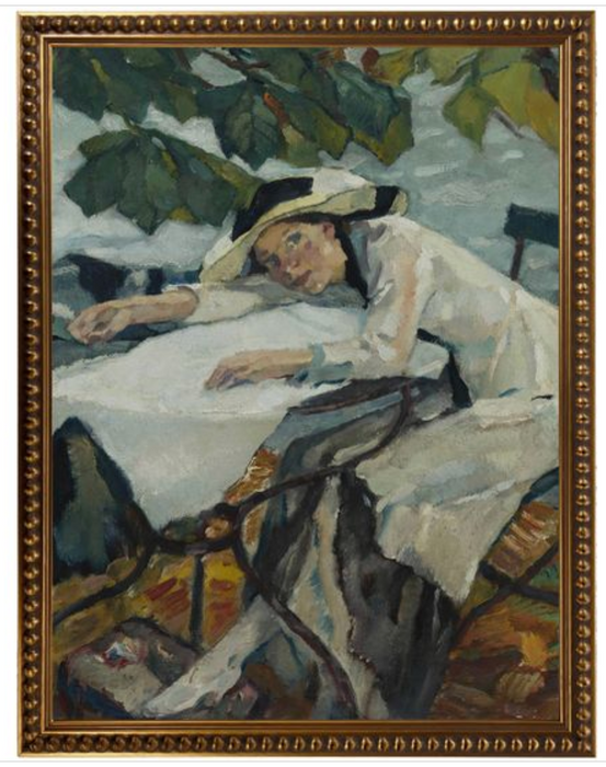 Art Print, Woman Resting on Table