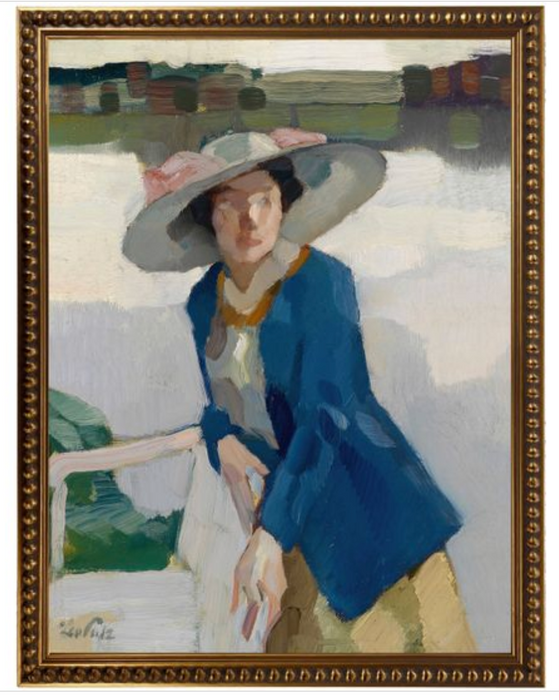 Art Print, Oil Painting of Woman in Hat