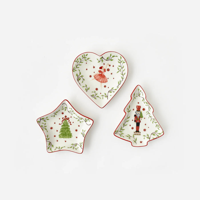 Holly Border Tidbit Dish, 3 Styles