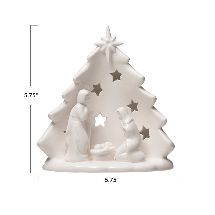 Stoneware Holy Family Candle Holder