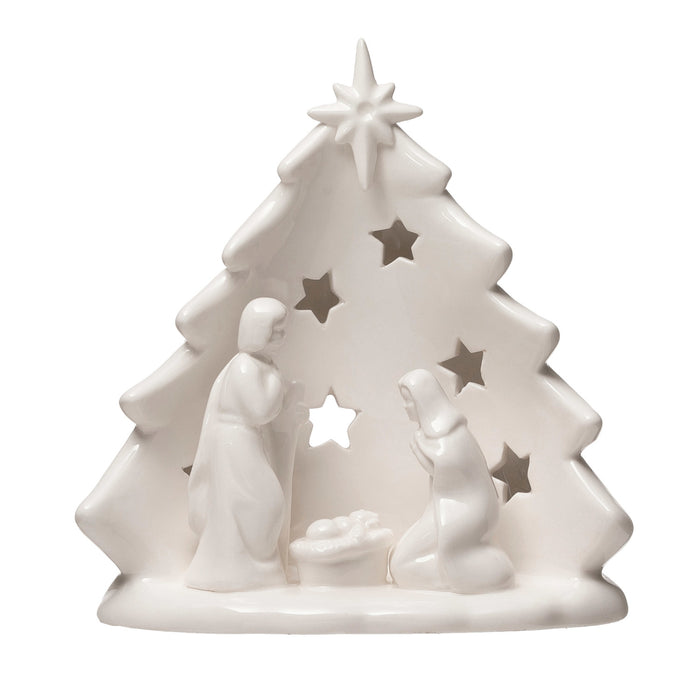 Stoneware Holy Family Candle Holder